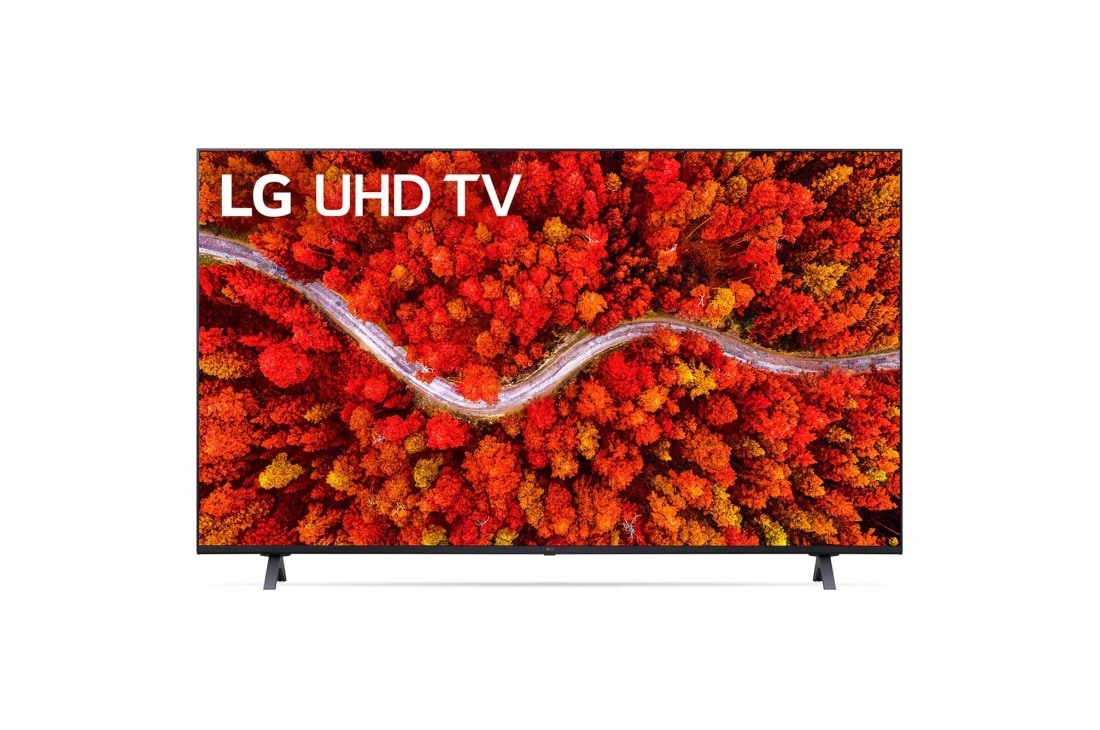 LG 55'' (139 cm) 4K HDR Smart UHD TV, изглед отпред със запълваща снимка, 55UP80003LA