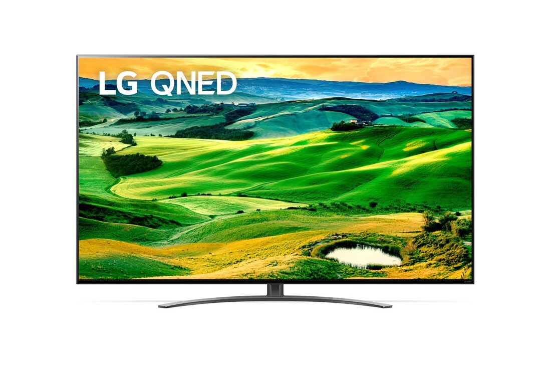 LG 65'' (164 cm) 4K HDR Smart QNED TV, Изглед отпред на телевизора LG QNED с изображение и лого на продукта, 65QNED813QA