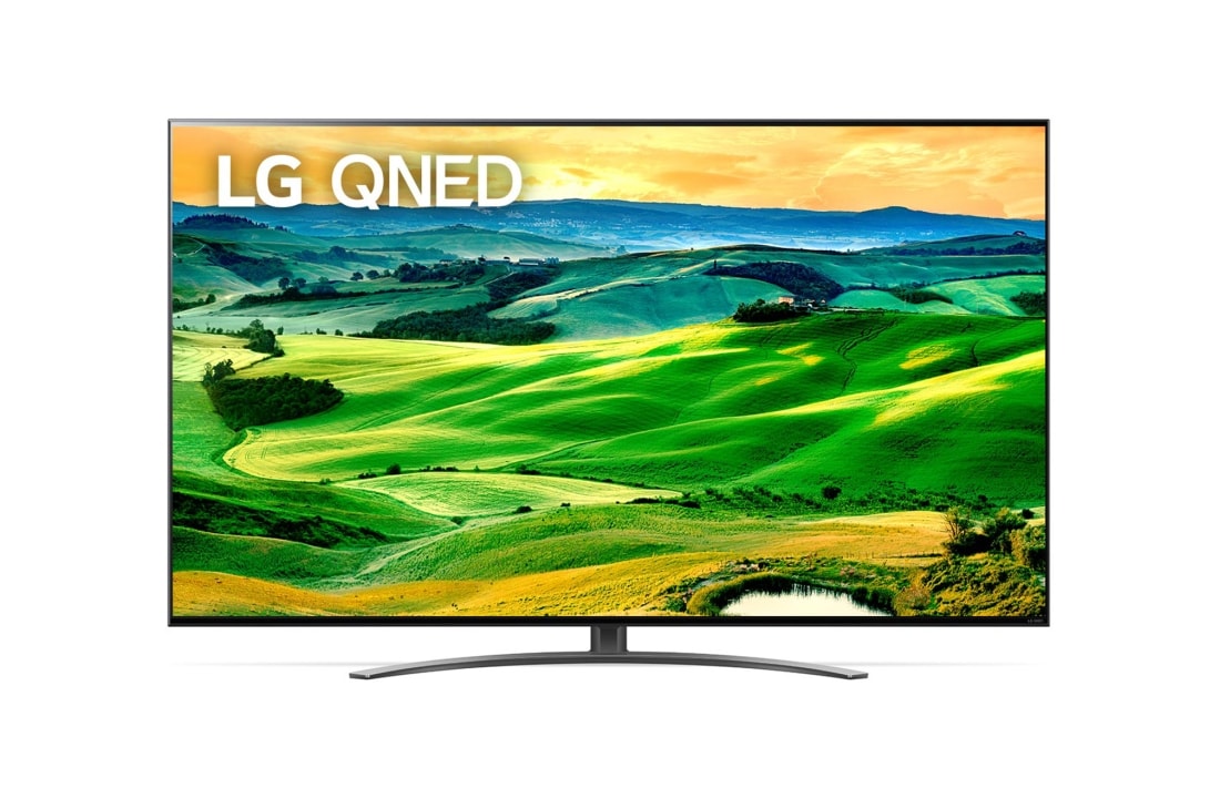 LG 55'' (139 cm) 4K HDR Smart QNED TV, Изглед отпред на телевизора LG QNED с изображение и лого на продукта, 55QNED813QA