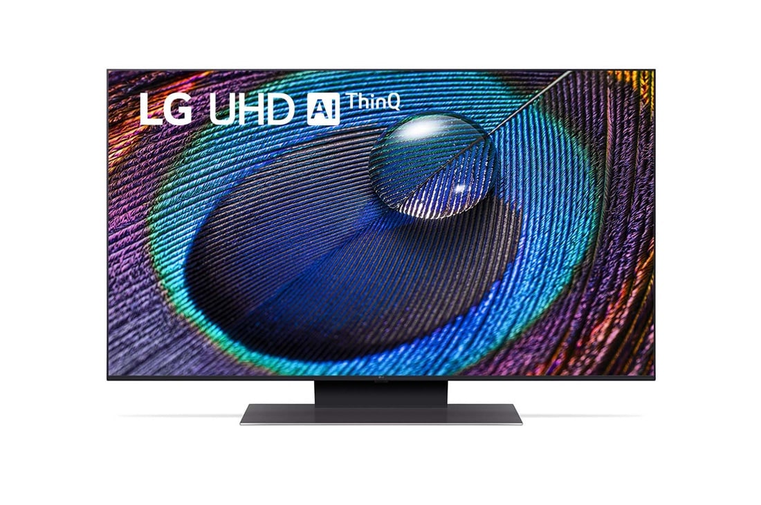 LG  LG UHD UR91 43-инчов 4K смарт телевизор от 2023 г., Изглед отпред на LG UHD TV, 43UR91003LA