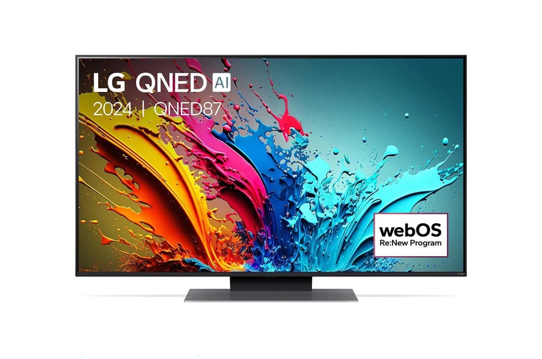 LG 55-инчов LG QNED AI QNED87 4K Smart TV 2024, Изглед отпред на QNED87, 55QNED87T3B