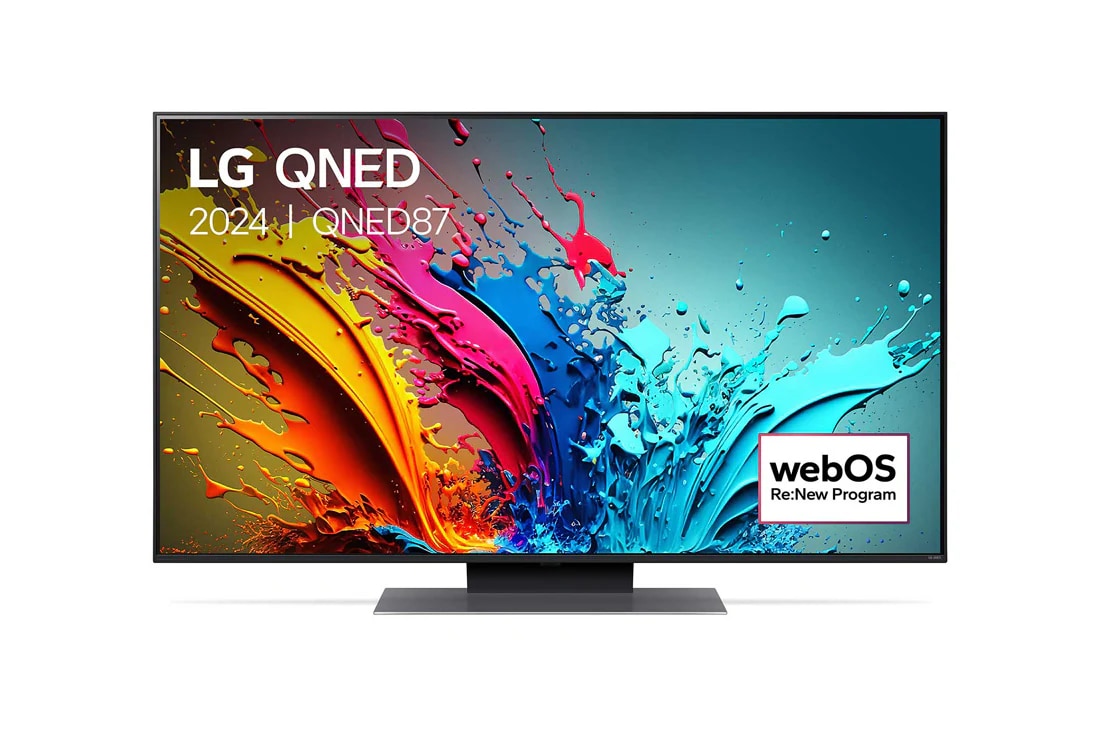 LG 55-инчов LG QNED87 4K Smart TV 2024, Изглед отпред на QNED87, 55QNED87T3B