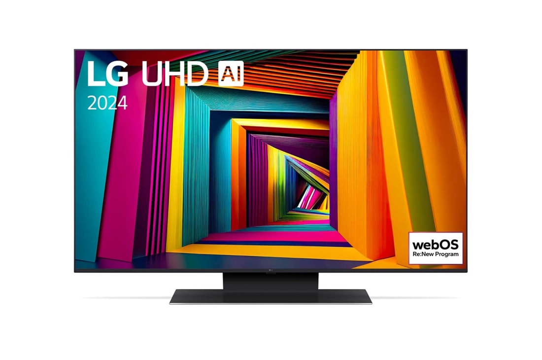 LG 43-инчов LG UHD AI UT91 4K Smart TV 2024, Изглед отпред на LG UHD TV, 43UT91003LA