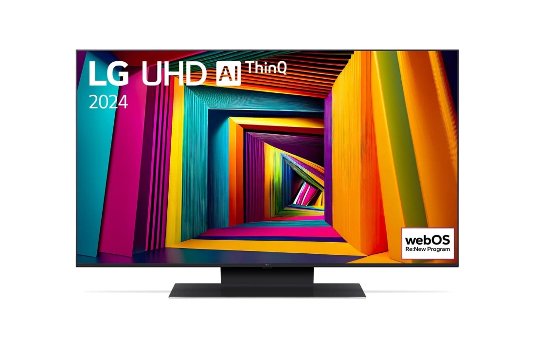 LG 43-инчов LG UHD UT91 4K Smart TV 2024, Изглед отпред на LG UHD TV, 43UT91003LA