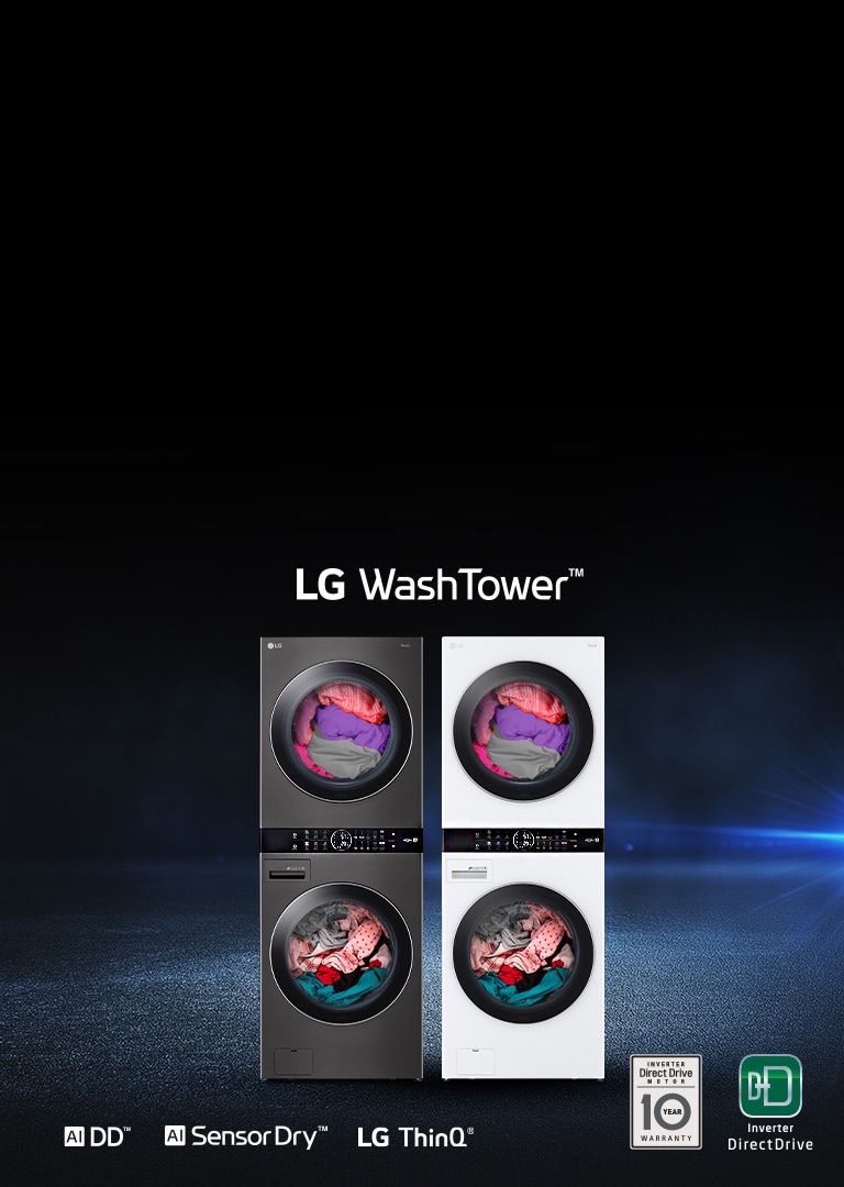  LG WashTower blanca de 27 pulgadas con control central, lavadora  de 4.5 pies cúbicos y secadora eléctrica de 7.4 pies cúbicos :  Electrodomésticos