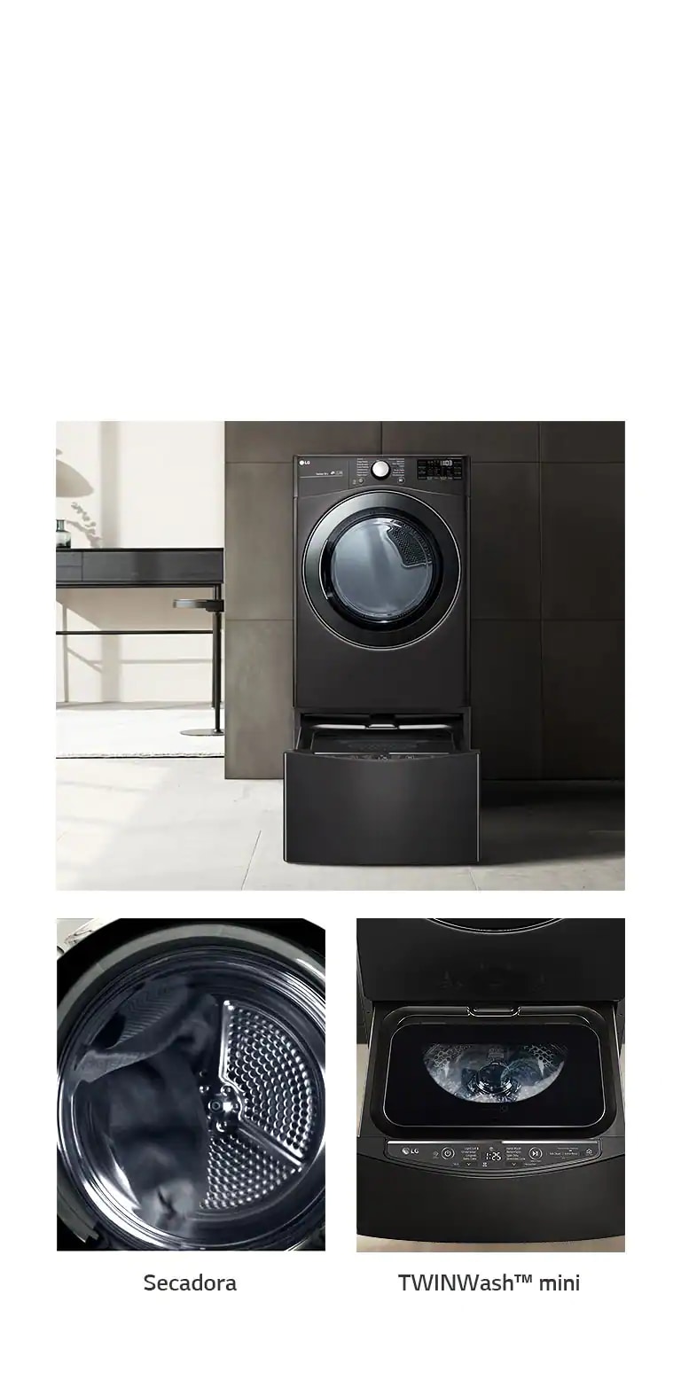 Combo lavadora + secadora LG gas lp 22 kg WM22BV2S6GR+DF22BV2SGR
