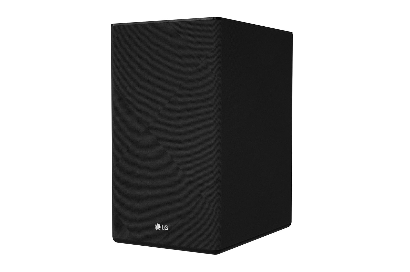 LG SN11RG Barra de Sonido de 7.1.4 Canales de Audio de Alta Resolución con Dolby Atmos®, 770W de potencia, Bocinas con Sonido Envolvente y Asistente de Google integrado., vista derecha de 30 grados del altavoz de graves, SN11RG
