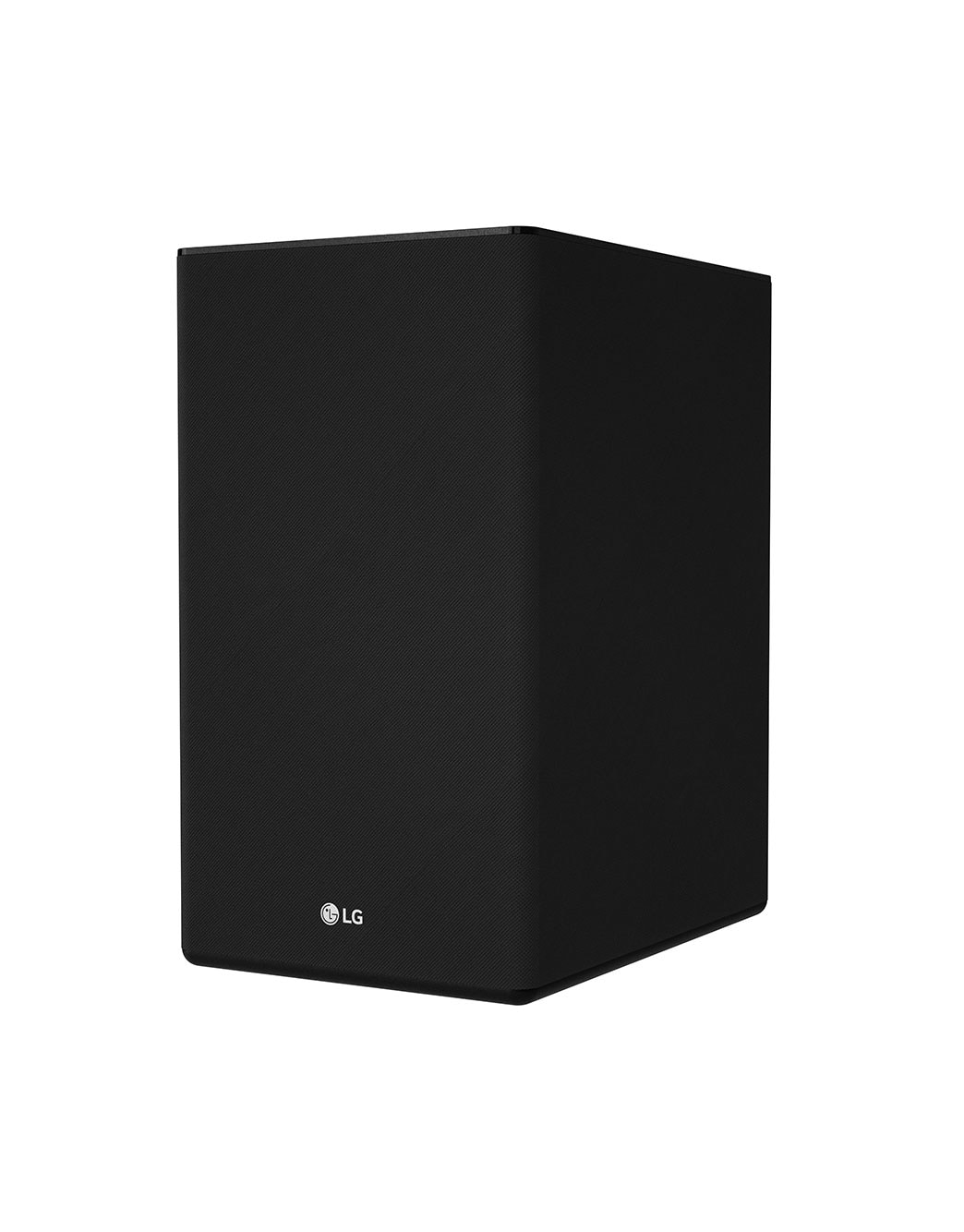 LG SN11RG Barra de Sonido de 7.1.4 Canales de Audio de Alta Resolución con Dolby Atmos®, 770W de potencia, Bocinas con Sonido Envolvente y Asistente de Google integrado., vista derecha de 30 grados del altavoz de graves, SN11RG