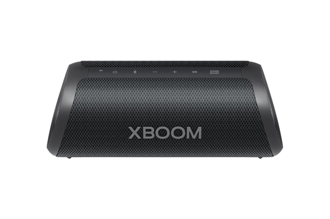 LG Bocina portatil XBOOM Go, IP67 Bluetooth 40W Beat Lighting, Vista frontal de 30 grados, XG7QBK