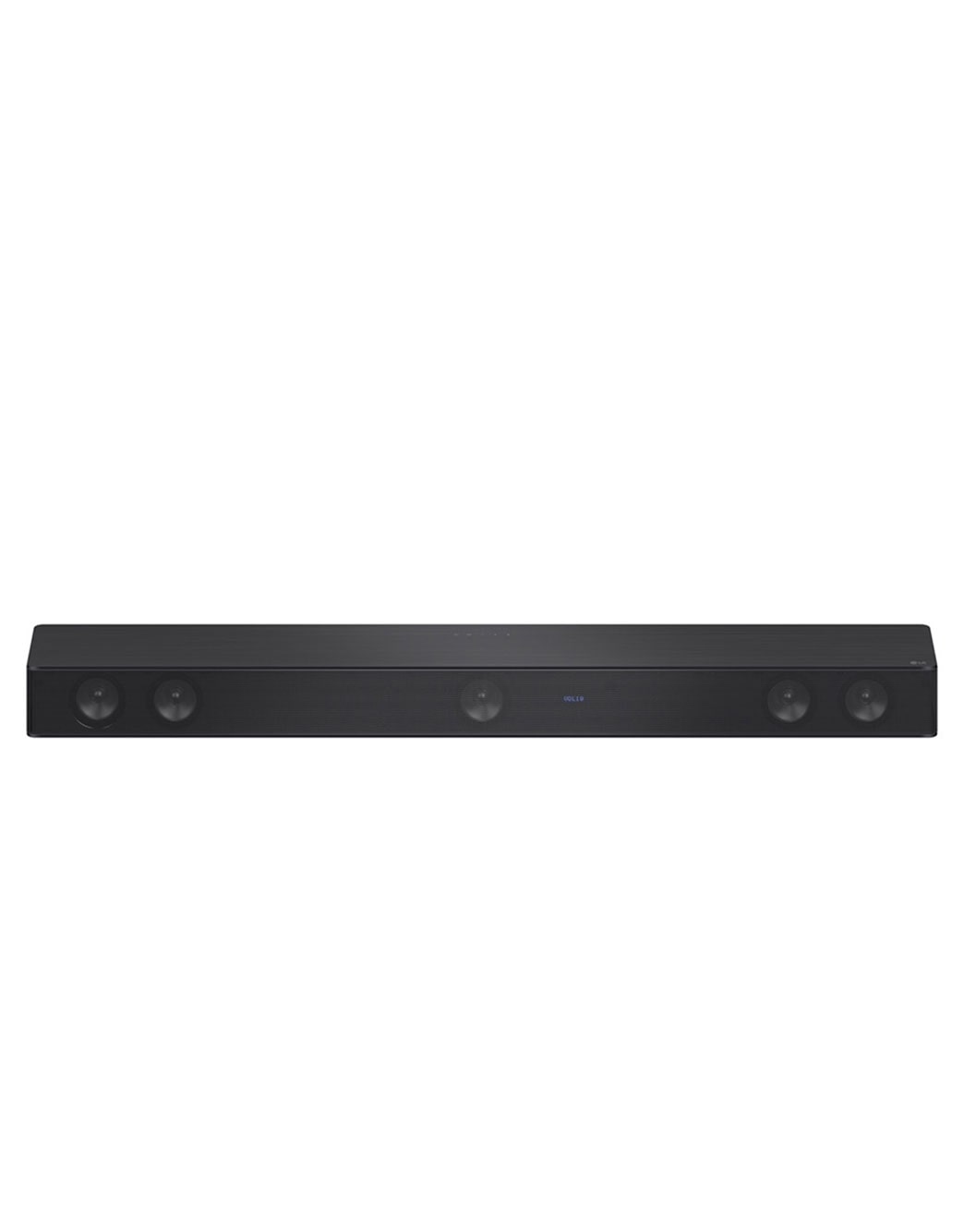 LG Barra de sonido máxima potencia 800 watts,  5.1 canales, DTS Virtual:X, Control por App, Subwoofer inalámbrico, HDMI Arc., vista frontal de la barra de sonido, SH7Q