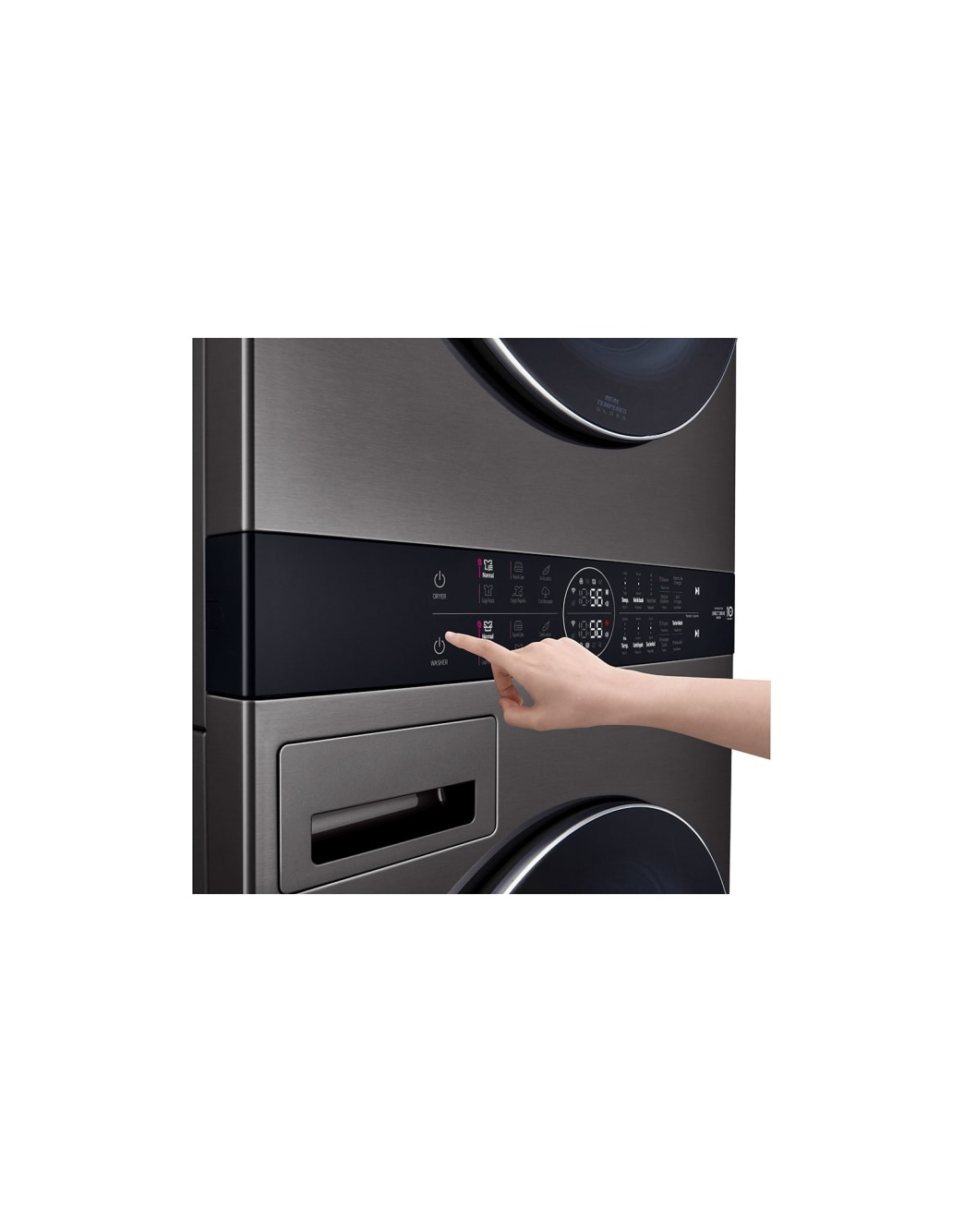 LG Torre de lavado WashTower™ con AI DD™ 25kg (Lavado)/ 22kg (Secado a Gas) ThinQ™, Negro, receptive view, WK25BS6