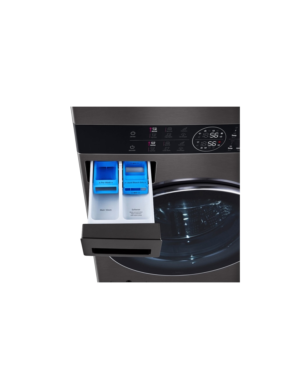 LG Torre de lavado WashTower™ con AI DD™ 25kg (Lavado)/ 22kg (Secado a Gas) ThinQ™, Negro, receptive view, WK25BS6