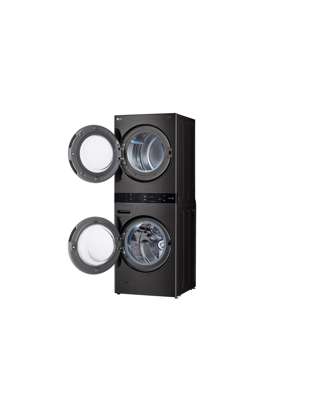LG Torre de lavado WashTower™ con AI DD™ 25kg (Lavado)/ 22kg (Secado a Gas) ThinQ™, Negro, side view, WK25BS6