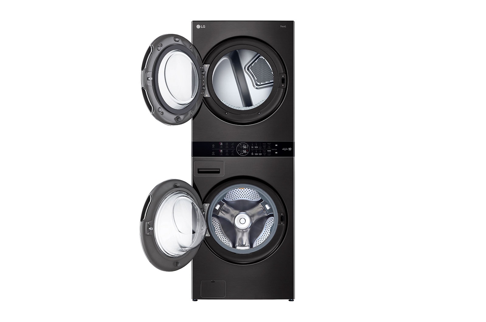 LG Torre de lavado WashTower™ con AI DD™ 25kg (Lavado)/ 22kg (Secado a Gas) ThinQ™, Negro, front view, WK25BS6