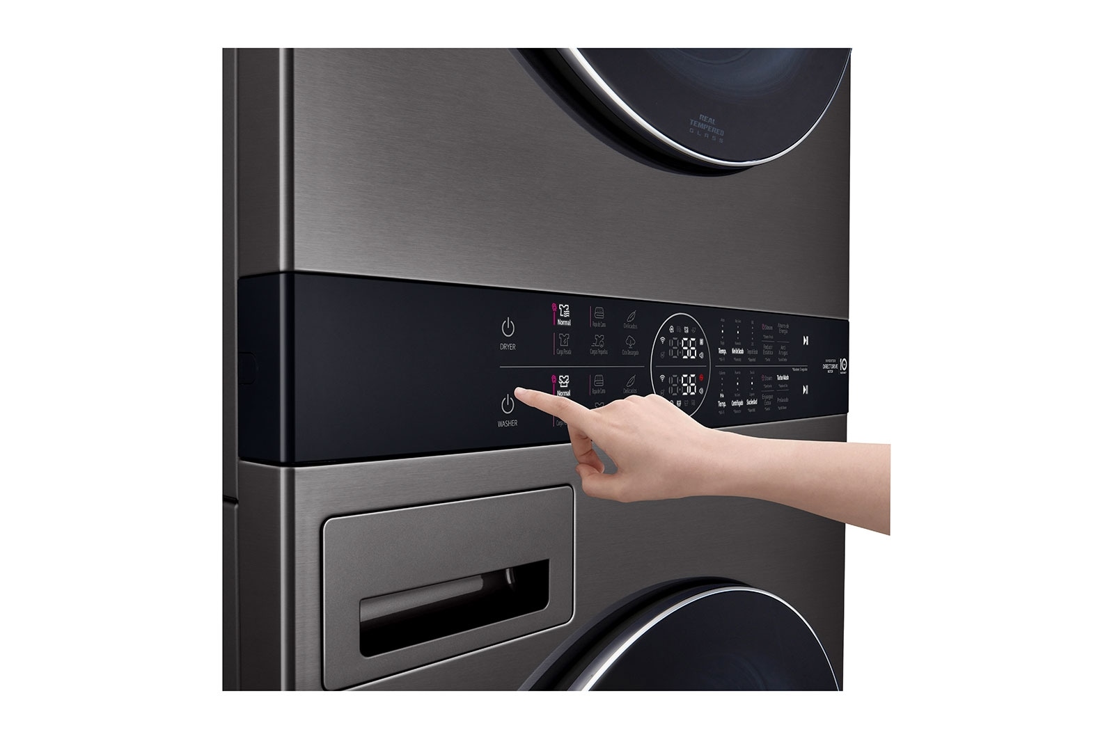 LG Torre de lavado WashTower™ con AI DD™ 25kg (Lavado)/ 22kg (Secado a Gas) ThinQ™, Negro, receptive view, WK25BS6
