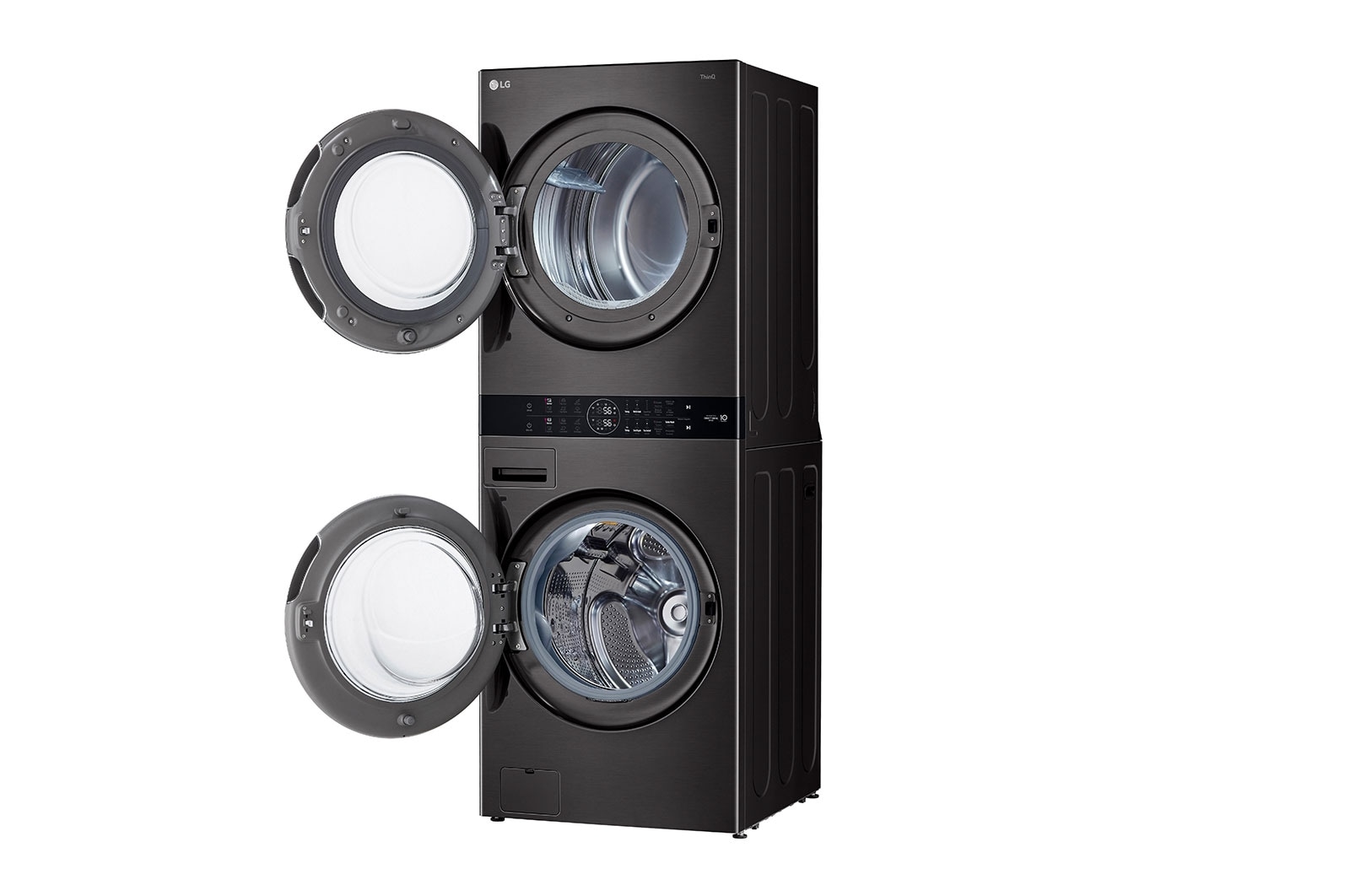 LG Torre de lavado WashTower™ con AI DD™ 25kg (Lavado)/ 22kg (Secado a Gas) ThinQ™, Negro, side view, WK25BS6