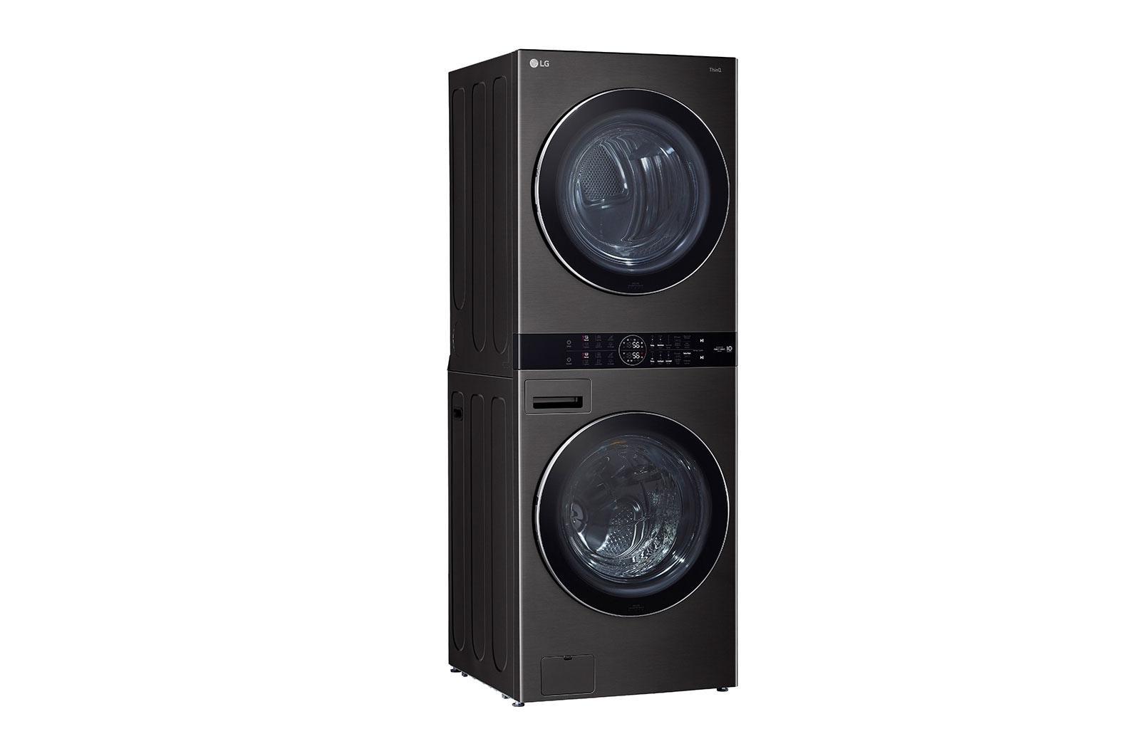 LG Torre de lavado WashTower™ con AI DD™ 25kg (Lavado)/ 22kg (Secado a Gas) ThinQ™, Negro, side view, WK25BS6