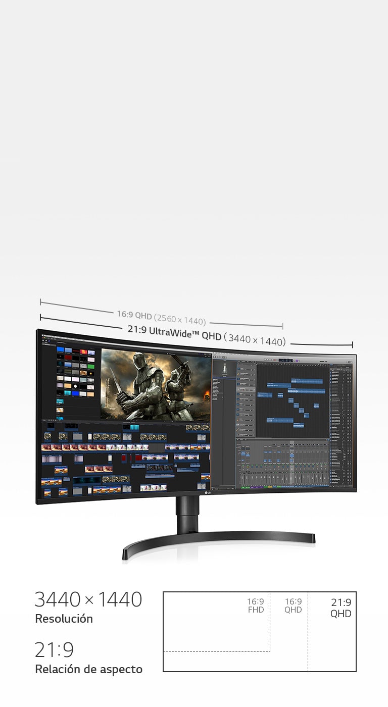 LG Monitor Curvo UltraWide® de 34 pulgadas, Pantalla IPS 21:9 con