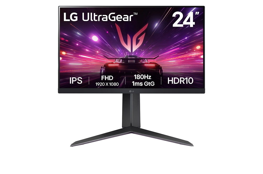 LG Monitor Gamer UltraGear™ 24'' FHD -IPS | 180Hz 1ms (GtG) - Pivoteable, μπροστινή όψη, 24GS65F-B