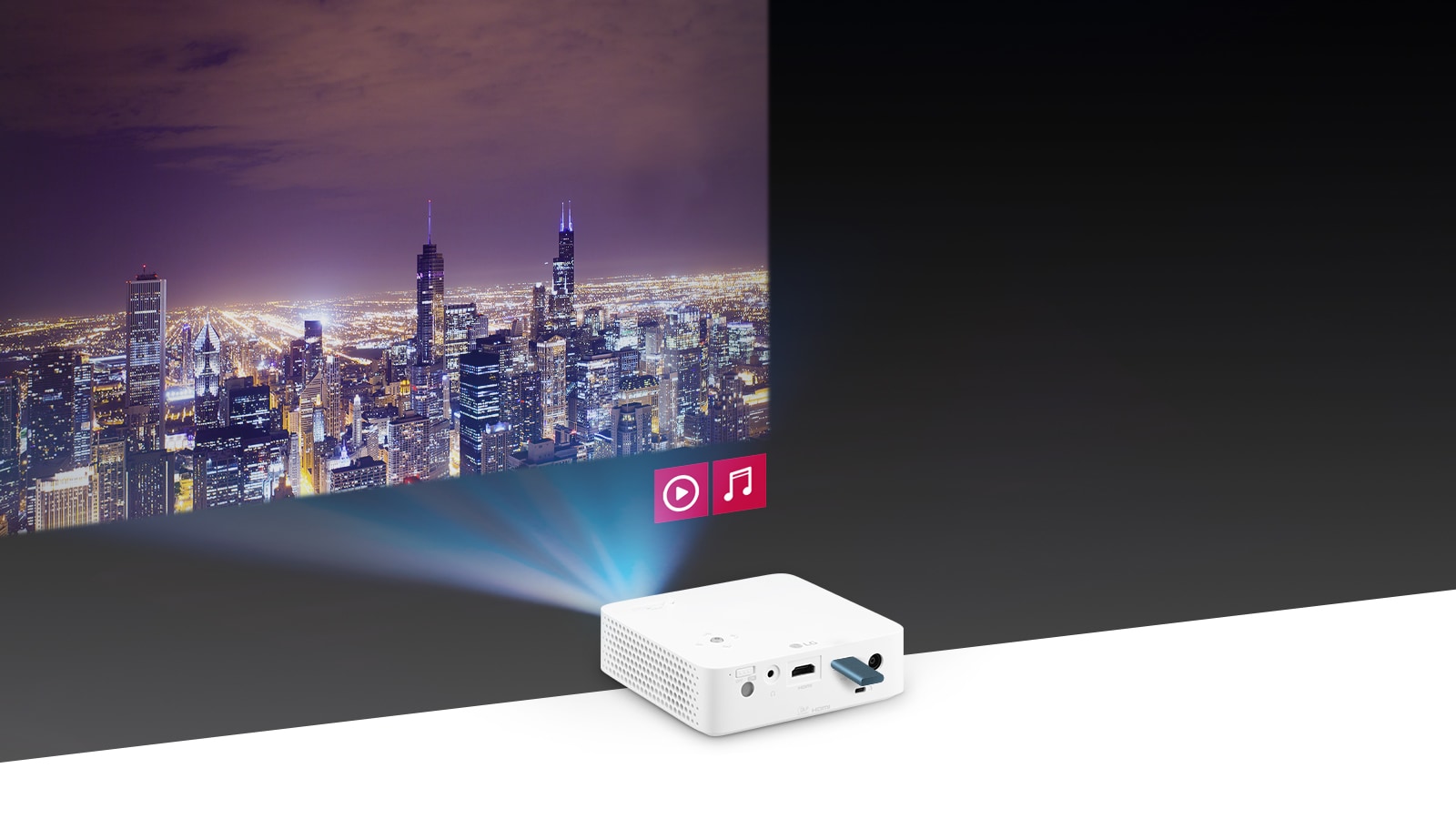 LG PH30N CineBeam Blanco / Proyector portátil LED HD con batería