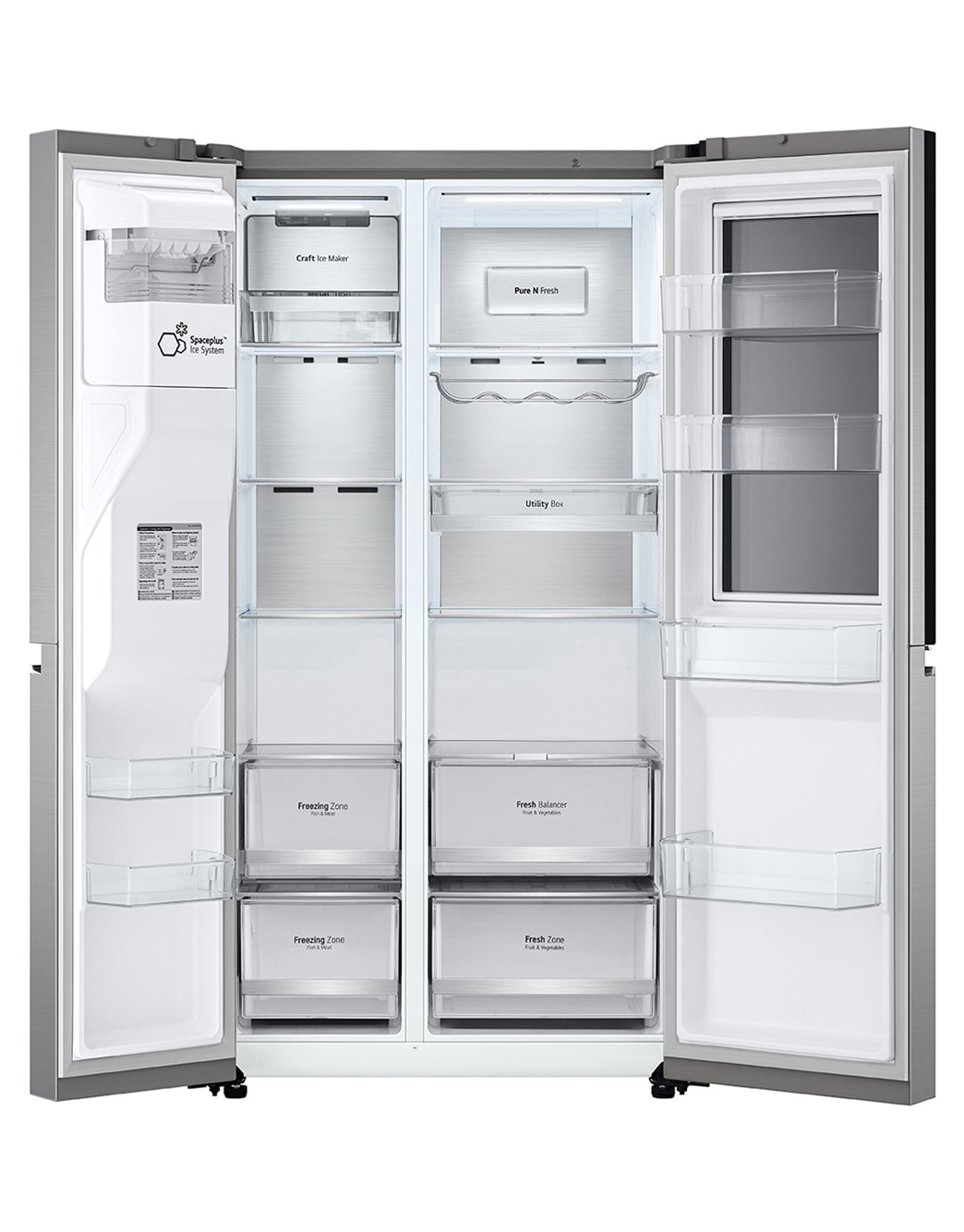 LG Refrigeradora Side by Side 22.4pᶟ (NET) / 23.8pᶟ (Gross) Door-in-Door™ LINEARCooling™ Craft Ice™ Instaview® ThinQ™ Metal, LS66SXNC, LS66SXNC