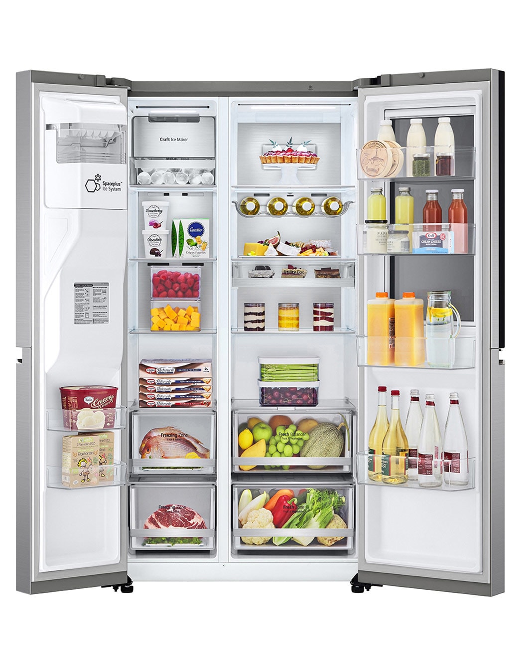 LG Refrigeradora Side by Side 22.4pᶟ (NET) / 23.8pᶟ (Gross) Door-in-Door™ LINEARCooling™ Craft Ice™ Instaview® ThinQ™ Metal, LS66SXNC, LS66SXNC
