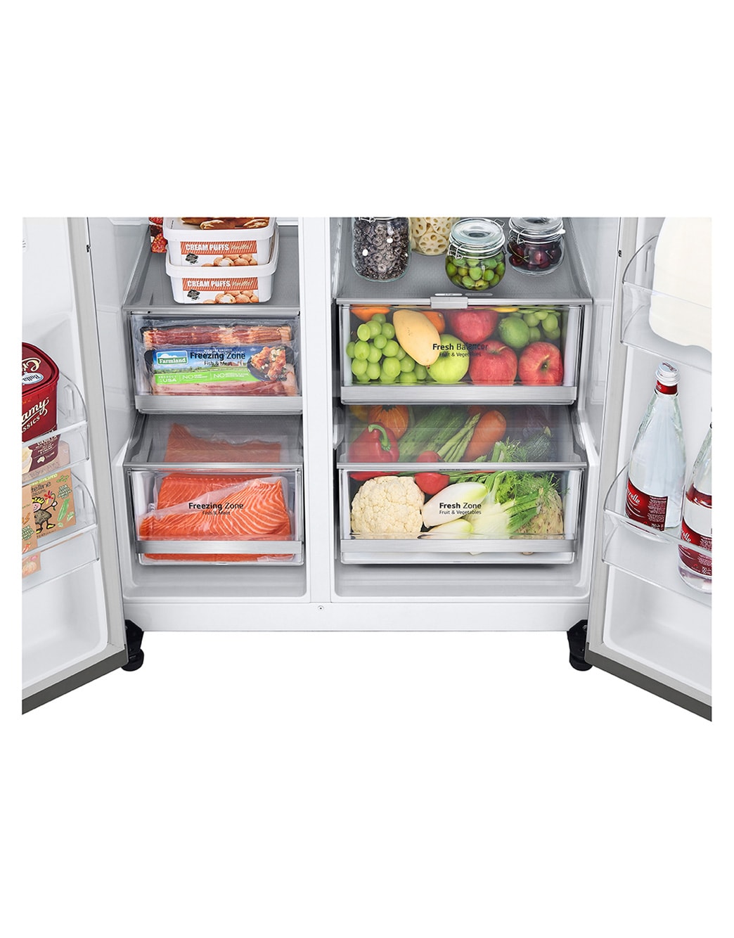LG Refrigeradora Side by Side 22.4pᶟ (NET) / 23.8pᶟ (Gross) Door-in-Door™ LINEARCooling™ Craft Ice™ Instaview® ThinQ™ Metal, LS66SXNC, LS66SXNC