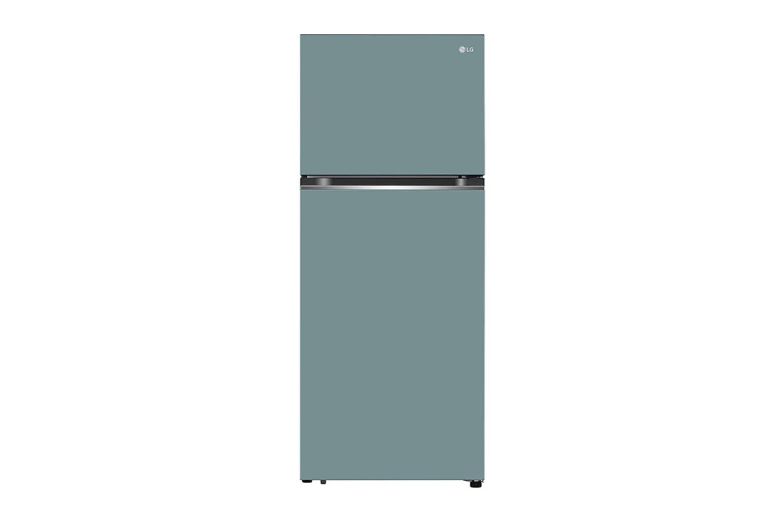 LG Refrigeradora Top Freezer 13.2pᶟ (Net) / 14 pᶟ (Gross) LG Smart Inverter Compressor™ LINEARCooling™ Puerta Clay Mint, front view, VT38BPM
