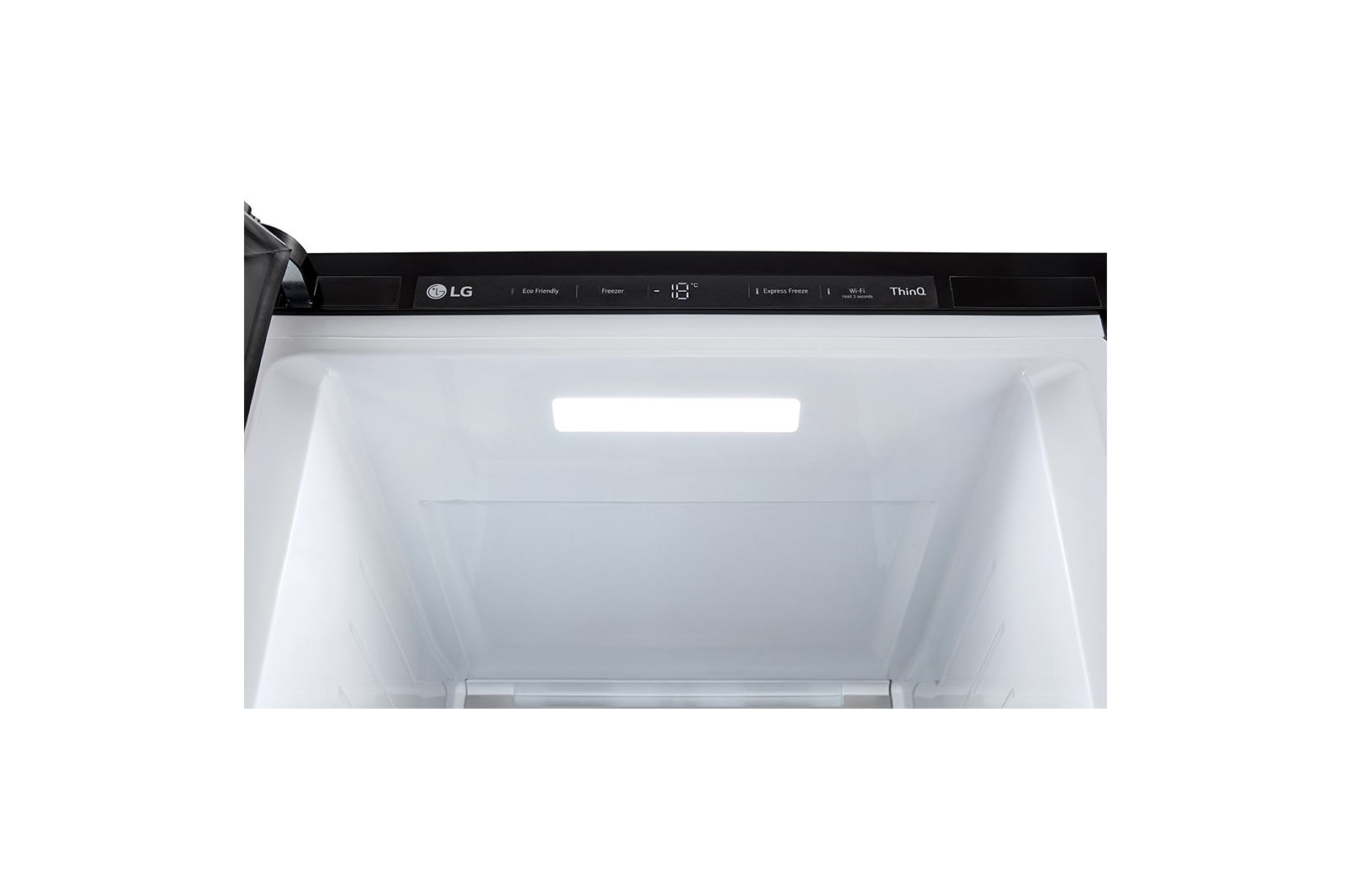 LG Congelador OBJET One Door 11.3pᶟ (Net) / 11.3pᶟ (Gross) Flat Door Smart Diagnosis™ ThinQ™ color Menta, Detalle interior, VC34BQM