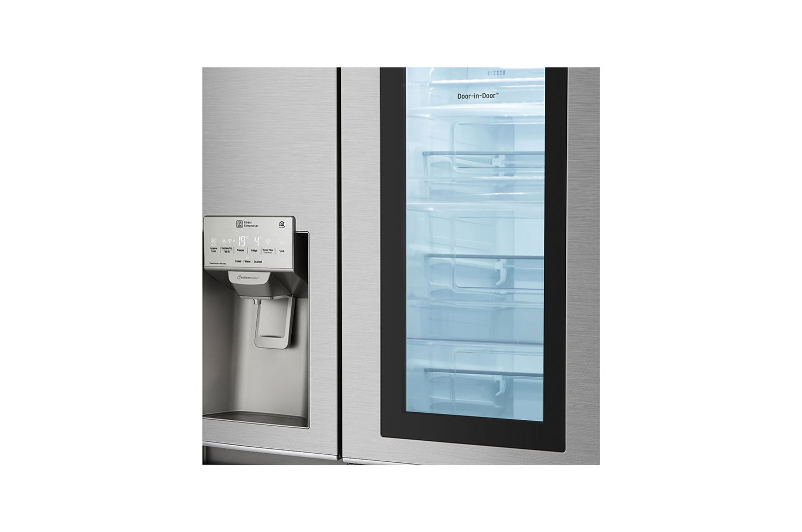 LG 28 pᶟ |InstaView™ Door-in-Door®|Side by Side |Hygiene Fresh⁺ |Compresor linear inverter |Acero Inoxidable|ThinQ™ , LS74SXP
