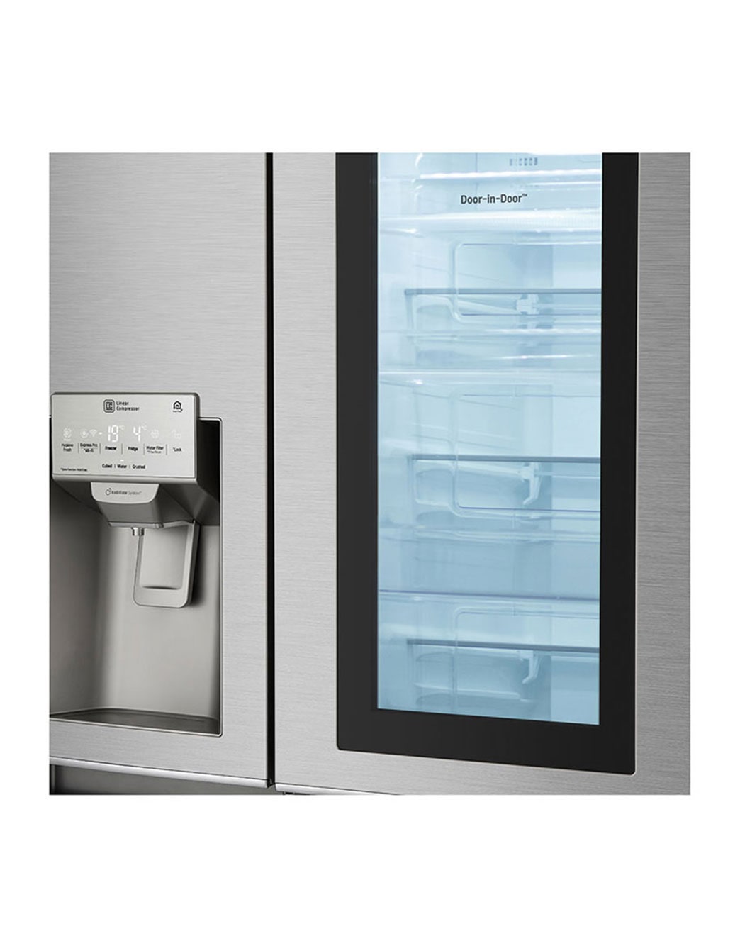 LG 28 pᶟ |InstaView™ Door-in-Door®|Side by Side |Hygiene Fresh⁺ |Compresor linear inverter |Acero Inoxidable|ThinQ™ , LS74SXP