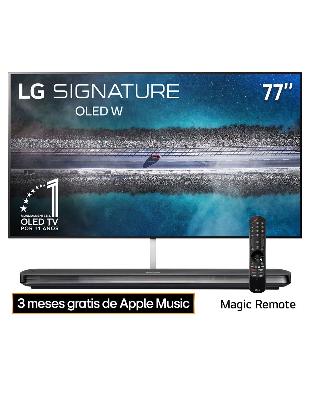 LG OLED TV 77'' | UHD 4K SMART TV | Ultra HD | Procesador α9 Gen 2  | ThinQ™ AI | Diseño  Super Delgado | Resolución tipo Cine 4K HDR / HFR | Sonido Frontal, LG SIGNATURE OLED TV W9 - 4K HDR Smart TV w/ AI ThinQ® - 65'' Class (64.5'' Diag), front view, OLED65W9PUA, thumbnail 1, OLED77W9PUA