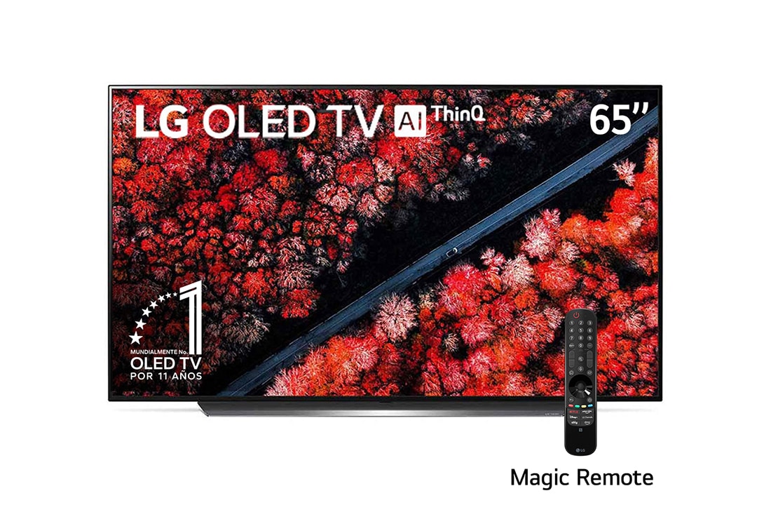 LG  OLED TV 65'' | UHD 4K SMART TV | Ultra HD | Procesador α9 Gen 2 | ThinQ™ AI | Resolución tipo Cine 4K HDR / HFR | Dolby Vision - Atmos | Pantalla tipo Cine, vista frontal, OLED65C9PSA