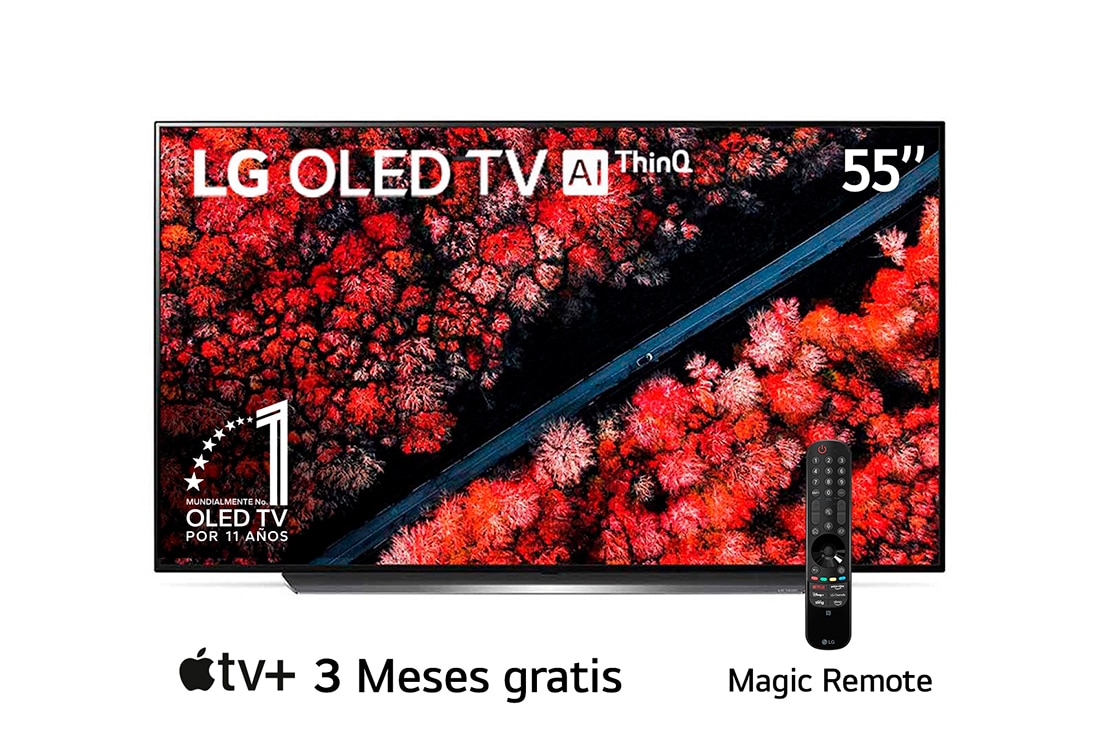 LG  OLED TV 55''| UHD 4K SMART TV | Ultra HD | Procesador α9 Gen 2 | ThinQ™ AI | Resolución tipo Cine 4K HDR / HFR | Dolby Vision - Atmos |, Front view , OLED55C9PSA