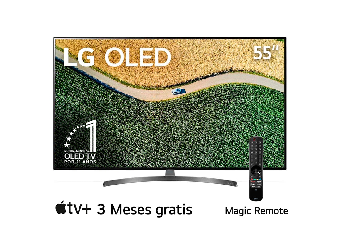 LG  OLED TV 55'' | UHD 4K SMART TV | Ultra HD | Procesador α7 Gen 2 | ThinQ™ AI | Resolución tipo Cine 4K HDR / HFR | Dolby Vision - Atmos | Pantalla tipo Cine, Front  view , OLED55B9PSB