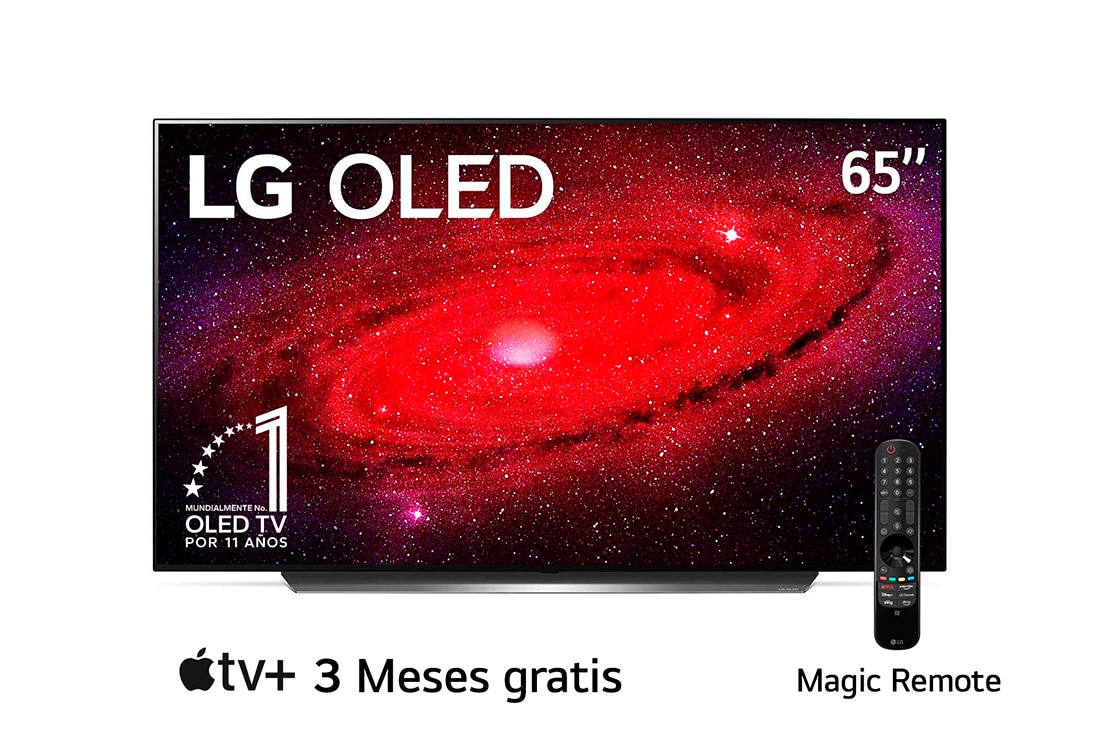 LG  OLED TV 65'' 4K | Pixeles con Auto- Iluminación | UHD 4K SMART TV | Ultra HD LED | Procesador α9 Gen 3 | ThinQ™ AI | Dolby Vision- Atmos, vista frontal, OLED65CXPSA