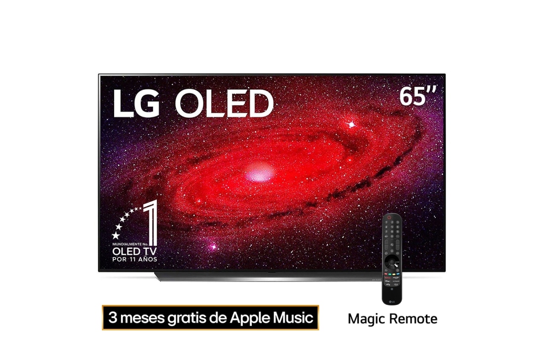 LG  OLED TV 65'' 4K | Pixeles con Auto- Iluminación | UHD 4K SMART TV | Ultra HD LED | Procesador α9 Gen 3 | ThinQ™ AI | Dolby Vision- Atmos, vista frontal, OLED65CXPUA