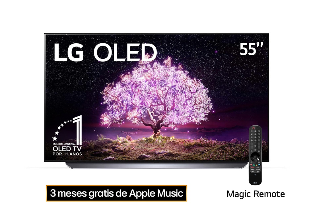 LG OLED 55'' C1 4K Smart TV con ThinQ AI (Inteligencia Artificial), Procesador α9 Gen4 AI , vista frontal, OLED55C1PUB