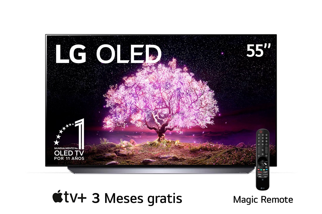 LG OLED 55'' C1 4K Smart TV con ThinQ AI (Inteligencia Artificial), Procesador α9 Gen4 AI , vista frontal, OLED55C1PUB