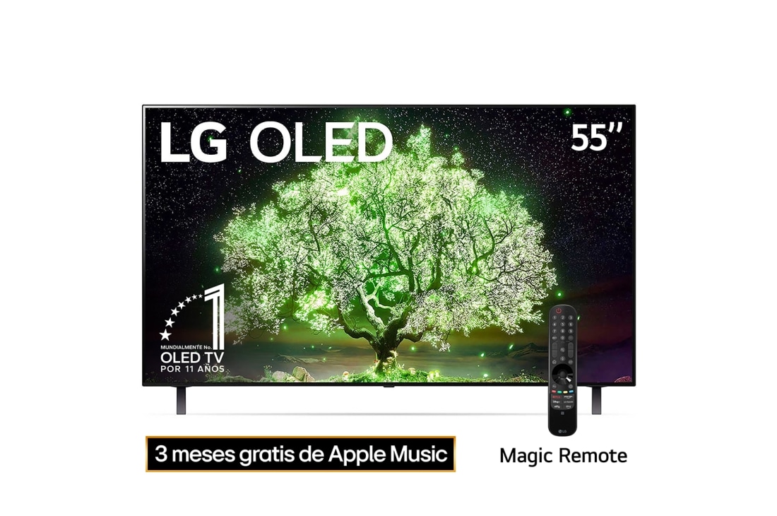 LG OLED 55'' A1 4K Smart TV con ThinQ AI (Inteligencia Artificial), Procesador α7 Gen4 AI , OLED55A1PUA