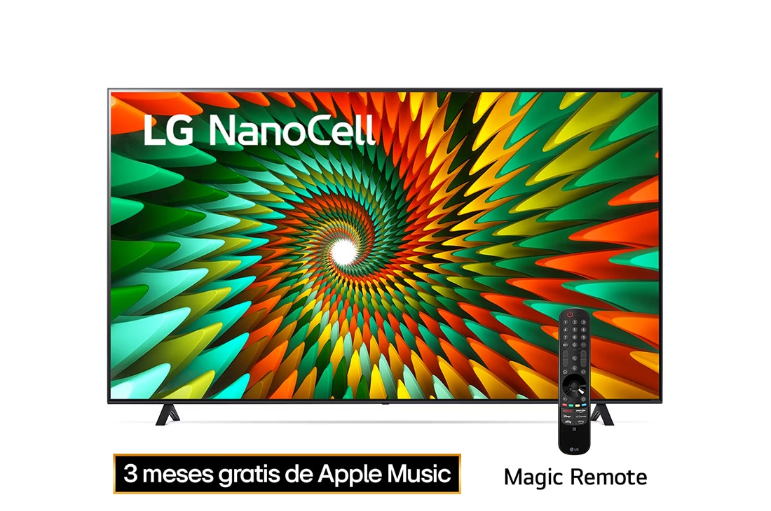 LG Televisor LG NanoCell 75'' NANO77 4K SMART TV con ThinQ AI, Vista frontal del televisor LG NanoCell, 75NANO77SRA
