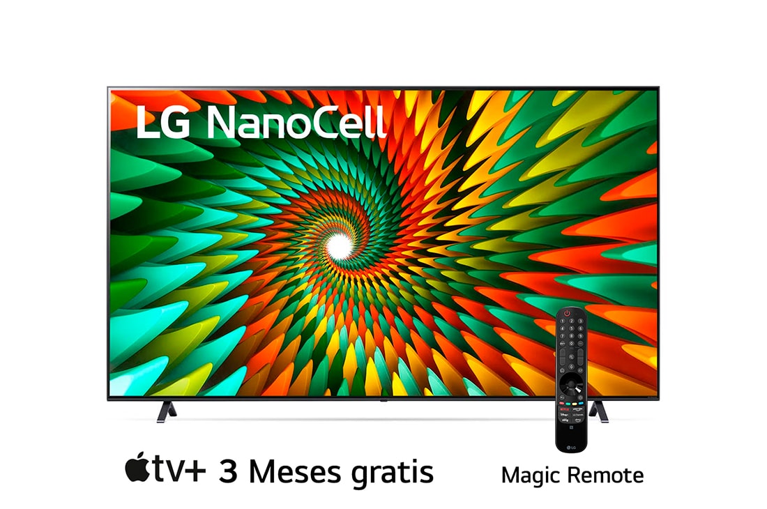 LG Pantalla LG NanoCell 86'' NANO77 4K SMART TV con ThinQ AI, Vista frontal del televisor LG NanoCell, 86NANO77SRA