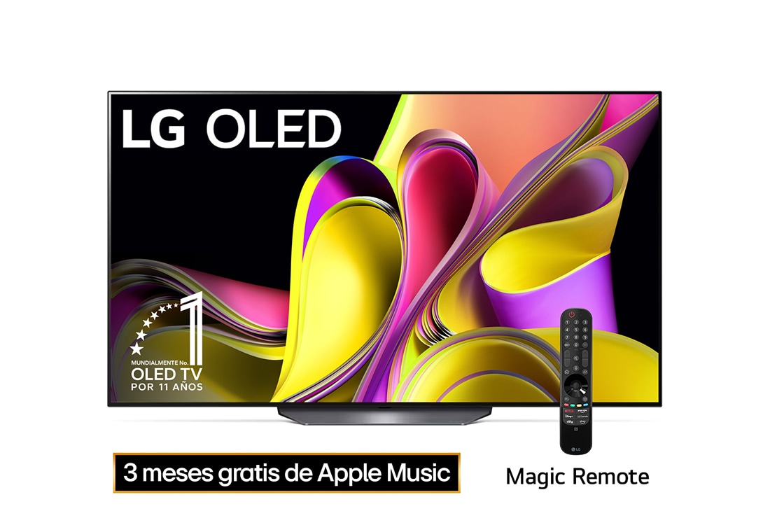 LG Pantalla LG OLED 65'' B3 4K SMART TV con ThinQ AI, Vista frontal con el LG OLED y la frase «El mejor OLED del mundo por 10 años»., OLED65B3PSA