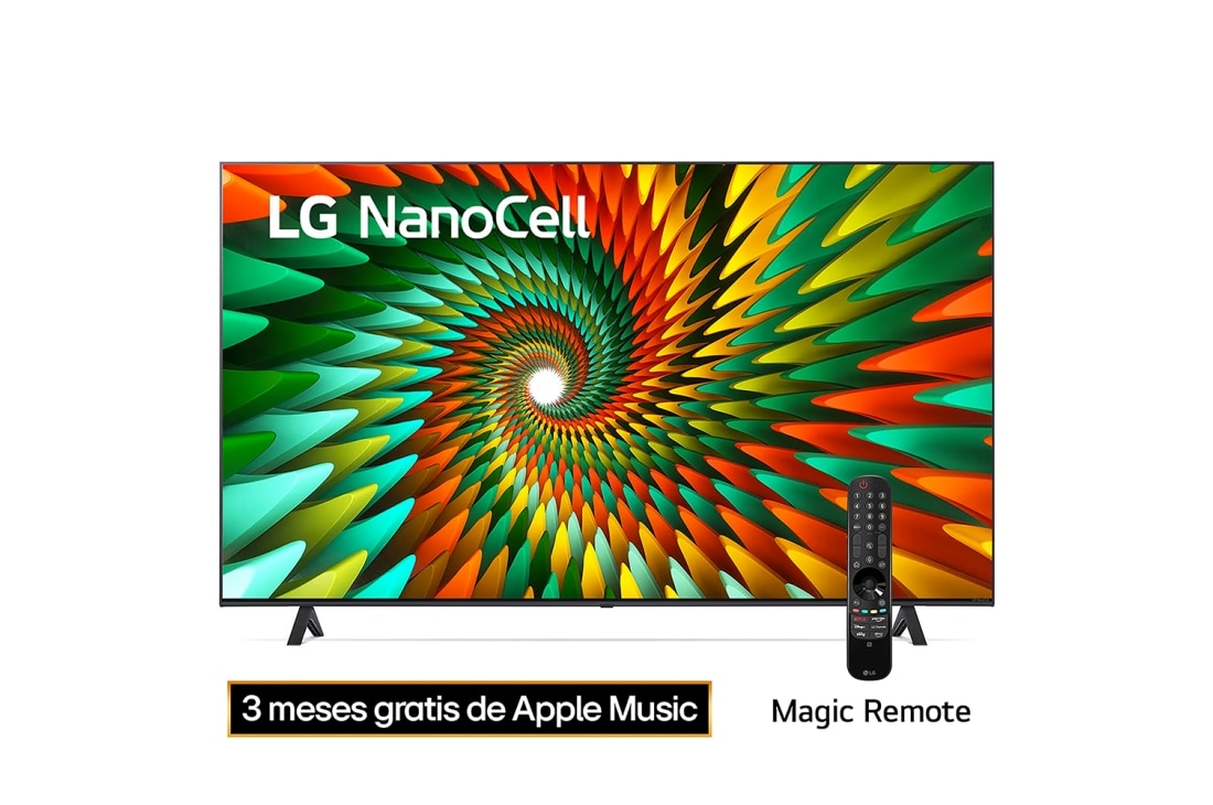 LG Pantalla LG NanoCell 43'' NANO77 4K SMART TV con ThinQ AI, Vista frontal del televisor LG NanoCell, 43NANO77SRA