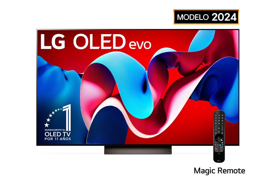 LG 77 pulgadas LG OLED evo C4 4K Smart TV 2024, Vista frontal con LG OLED evo y el emblema OLED número 1 del mundo de 11 años en la pantalla., OLED77C4PSA
