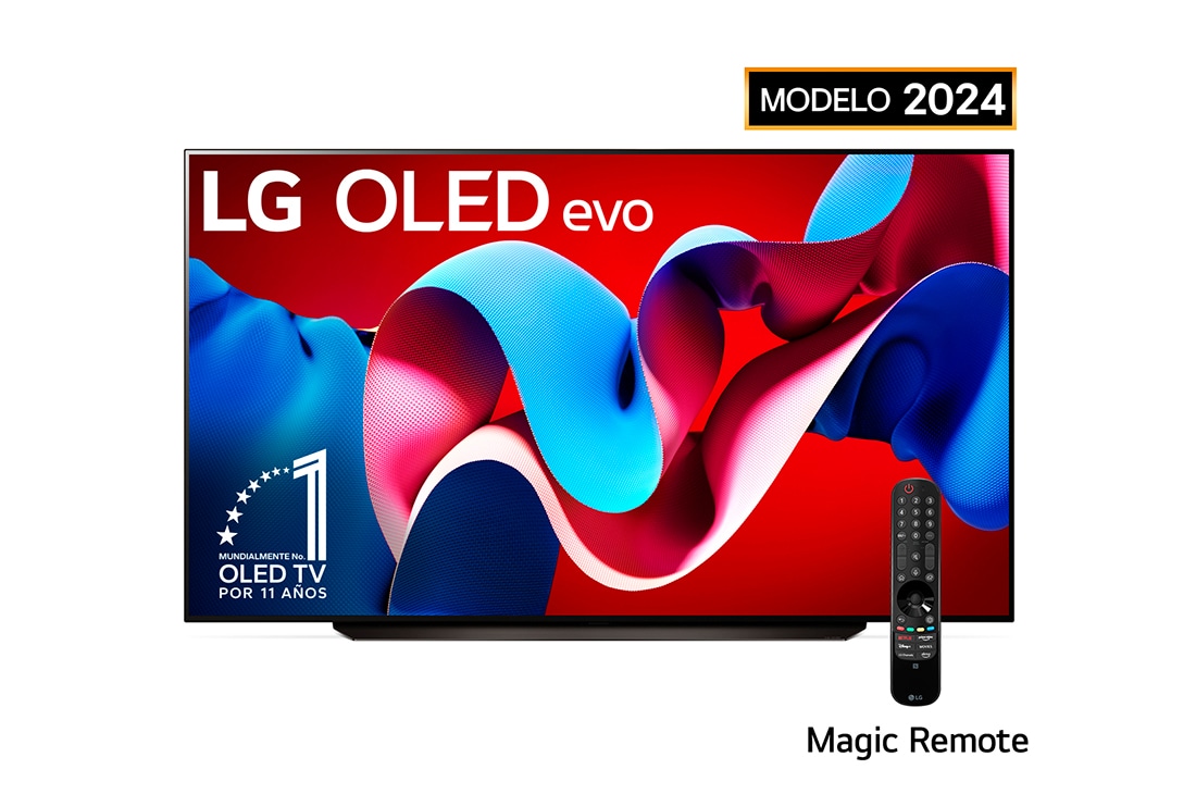 LG 83 pulgadas LG OLED evo C4 4K Smart TV 2024, Vista frontal con LG OLED evo y el emblema OLED número 1 del mundo de 11 años en la pantalla., OLED83C4PSA