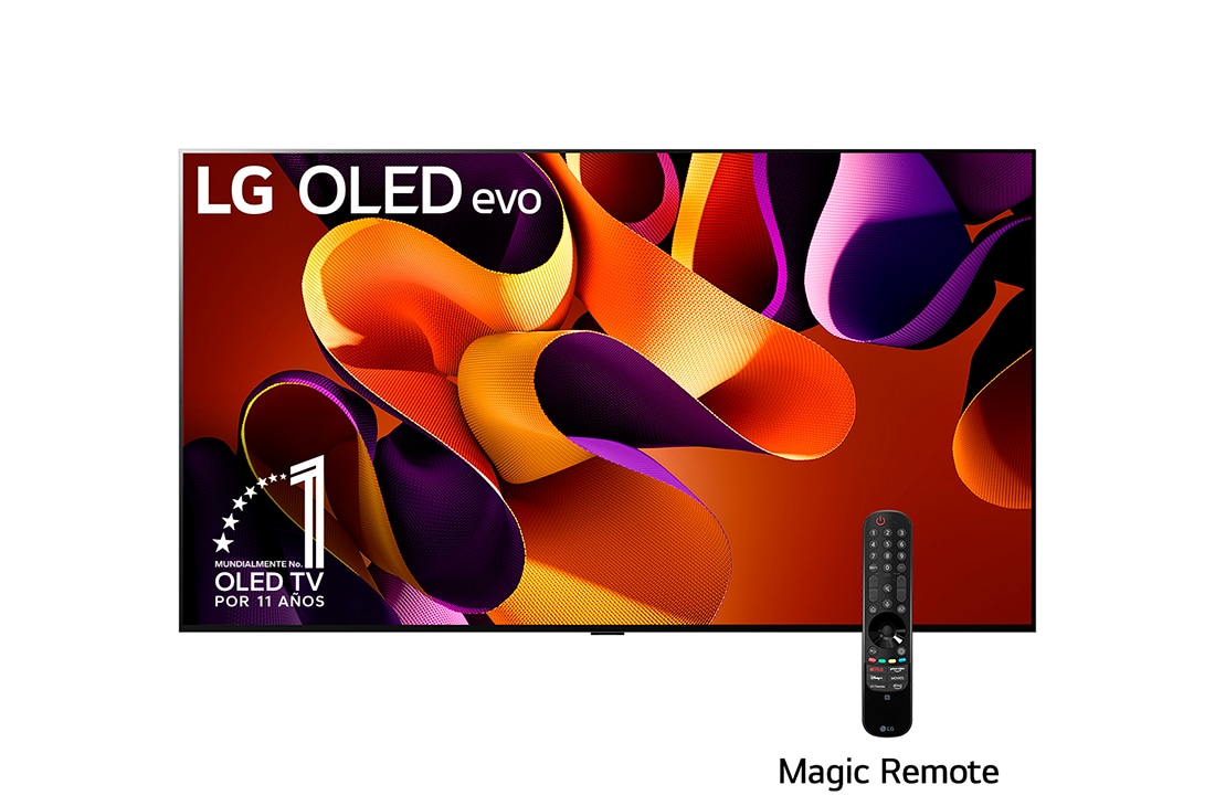 LG 55 Pulgadas LG OLED evo AI G4 4K Smart TV 2024, Vista lateral ligeramente inclinada hacia la izquierda de la televisión LG OLED evo, OLED G4 en la pared, OLED55G4PSA