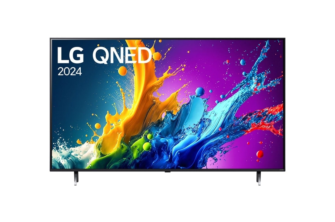 LG Pantalla LG QNED80 TV 86 pulgadas 4K Smart TV 86QNED80, Vista frontal de LG QNED TV, QNED80 texto LG QNED y 2024 en la pantalla , 86QNED80TSA