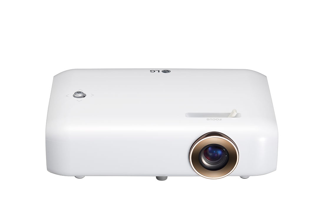 LG Ultra Portabler LED Projektor mit integriertem Akku und 720p HD Auflösung, front, PH510PG