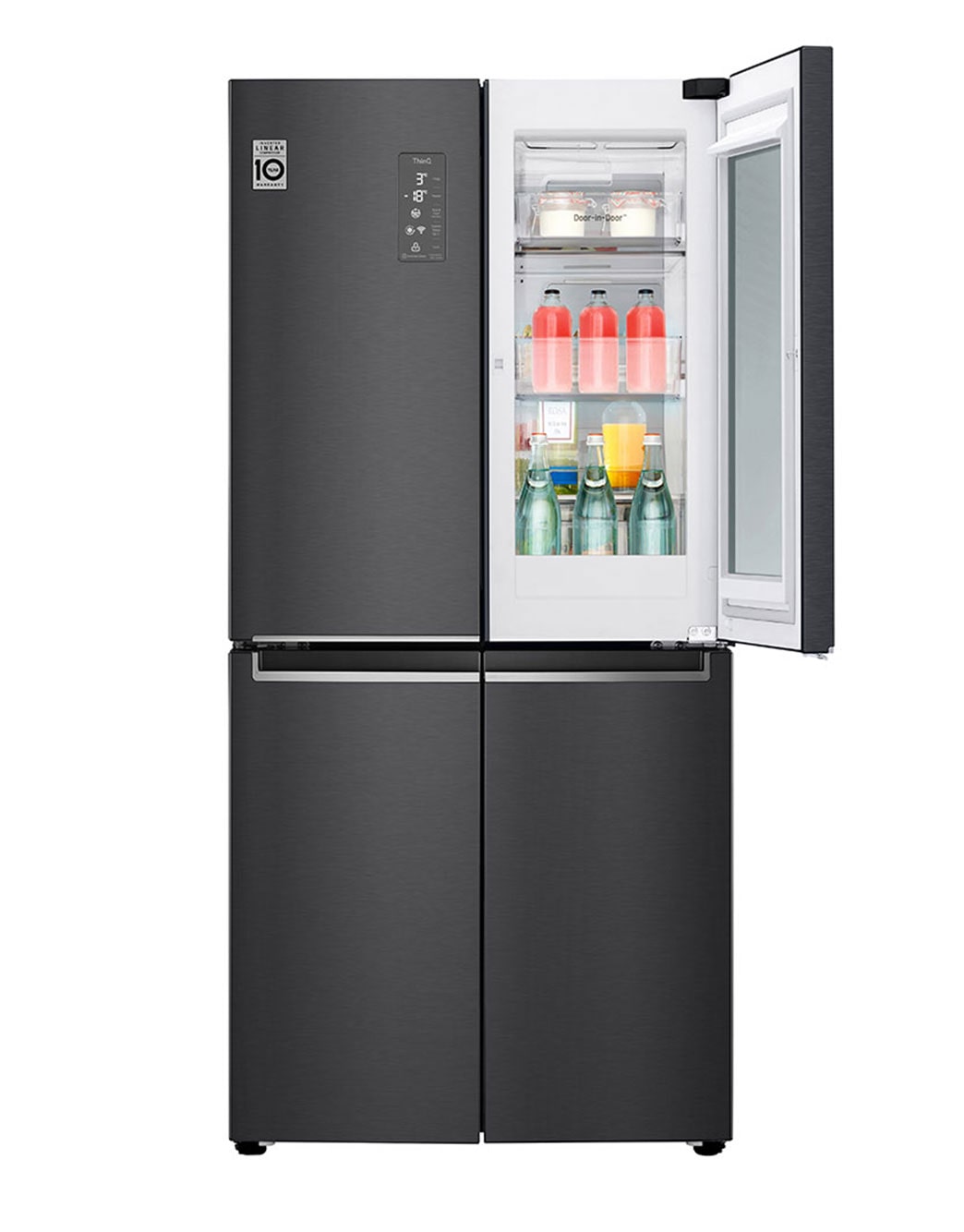 LG Multi-Door avec InstaView Door-in-Door ®, Capacité de 530 litres, Classe d'efficacité énergétique E, Matte Black Steel, GMQ844MC5E